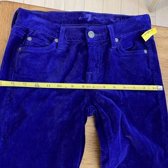 7 FOR ALL MANKIND PURPLE VELOUR SKINNY PANTS.  NEW - Picture 9 of 13